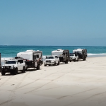 Moreton North beach with 4 vans