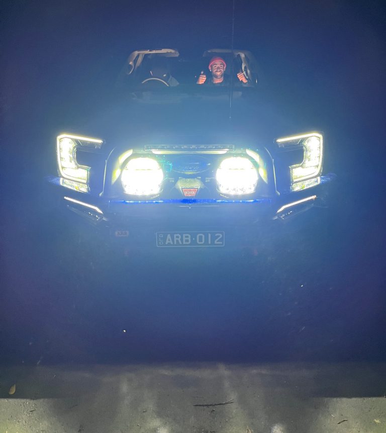 Descending Mt Mee in the dark using ARB’s Intensity IQ LED lights